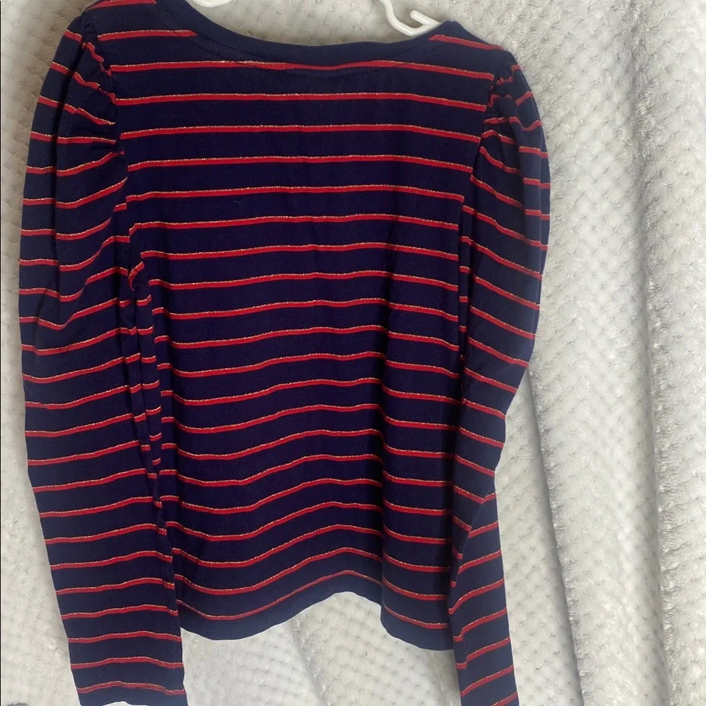 GAP kids Navy blue gold and Red Striped Long Sleeve T shirt
